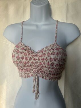 Forever 21 Cream Cami Top with Pink Floral Print